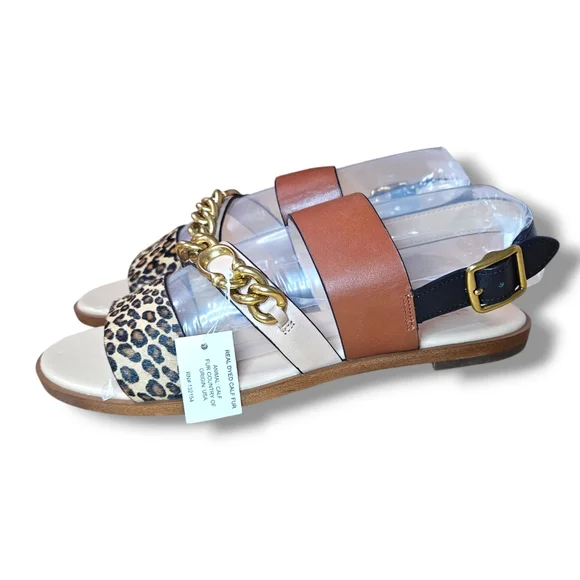NWT Coach Heather Leopard Print Calf Hair Leather Sandals G4777 Size 7.5B EU38 - Picture 4 of 16